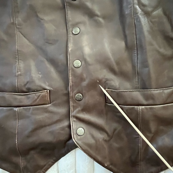 Saguaro by Roper Western Vest Men's Size L Leather Brown Snap Button Rodeo - Picture 14 of 16